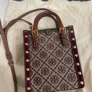 Tory Burch Burgundy and Brown Crossbody Bag